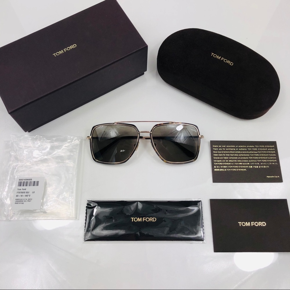 New TOM FORD Lionel Square Havana Brown Sunglasses - Picture 2 of 16